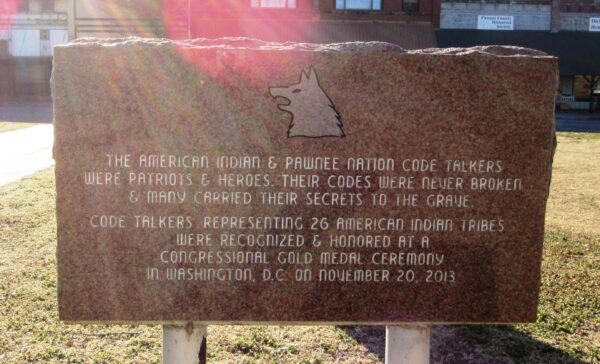 PAWNEE NATION CODE TALKERS OF WORLD WAR II MEMORIAL BACK