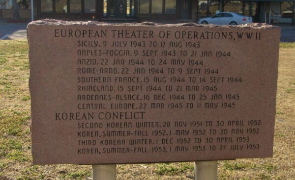 45TH INFANTRY DIVISION CO B WAR MEMORIAL BACK