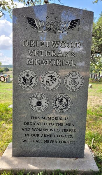 DRIFTWOOD VETERANS MEMORIAL FRONT