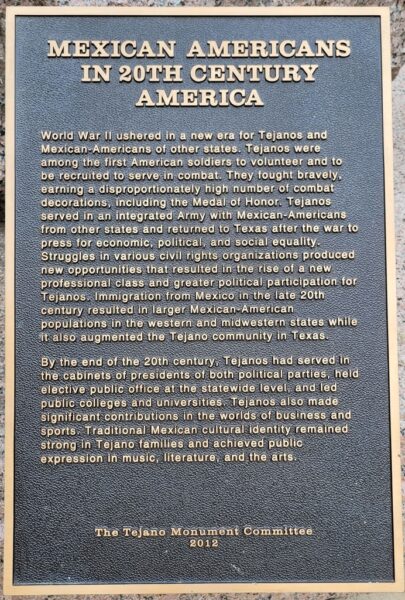 MEXICAN AMERICANS IN 20TH CENTURY AMERICA MEMORIAL PLAQUE