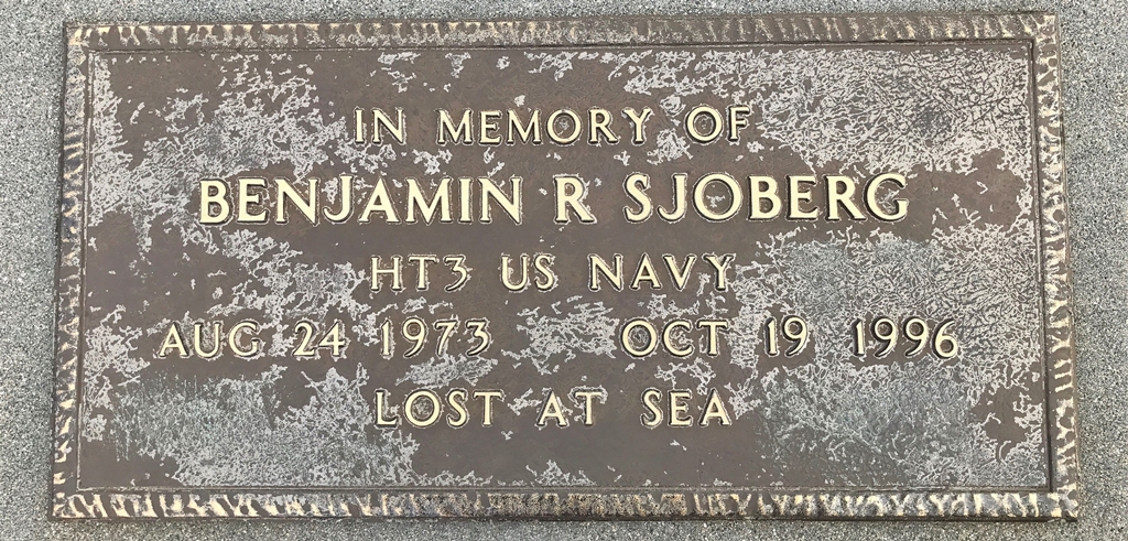 BENJAMIN R SJOBERT WAR MEMORIAL PLAQUE