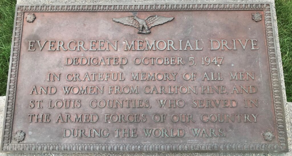 EVERGREEN MEMORIAL DRIVE PLAQUE