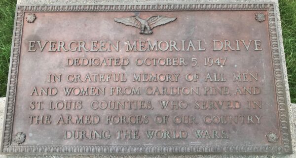 EVERGREEN MEMORIAL DRIVE PLAQUE