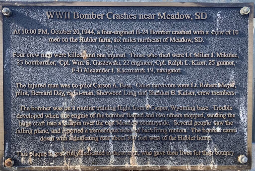 B-24 WWII BOMBER CRASH MEMORIAL PLAQUEW