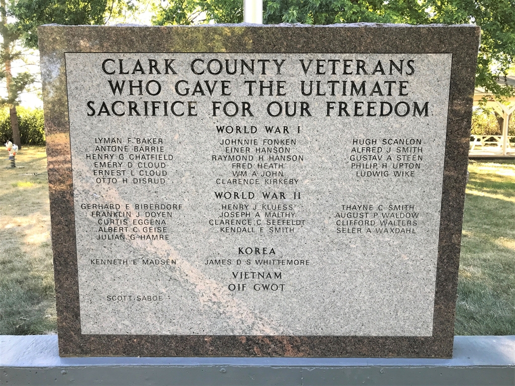 CLARK COUNTY ULTIMATE SACRIFICE WAR MEMORIAL STONE A