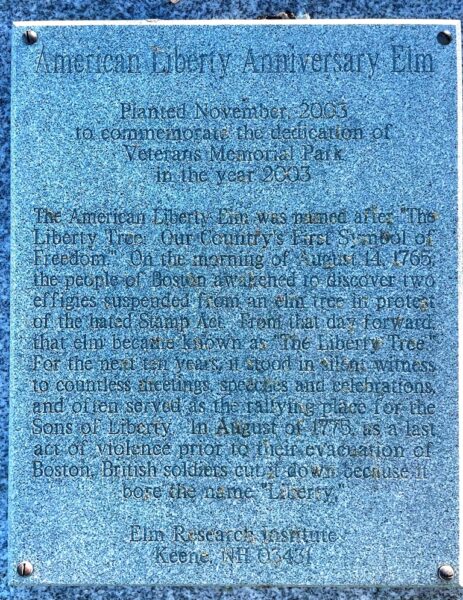 AMERICAN LIBERTY ANNIVERSARY ELM MEMORIAL PLAQUE