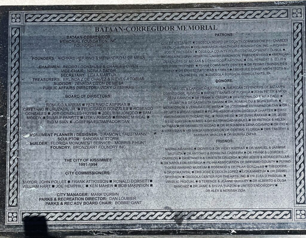 BATAAN-CORREGIDOR MEMORIAL PLAQUE A