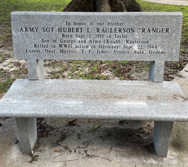 ARMY SGT. HUBERT L. RAULERSON “RANGER” WAR MEMORIAL BENCH