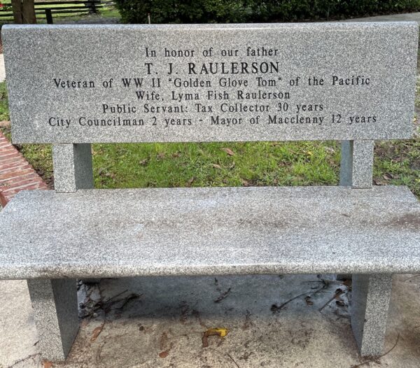 T.J. RAULERSON WAR MEMORIAL BENCH