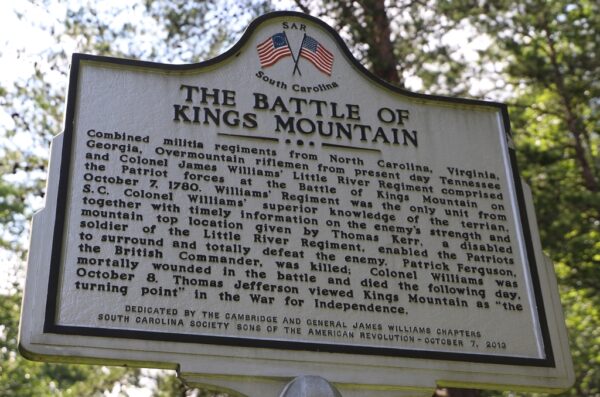 THE BATTLE OF KINGS MOUNTAIN REVOLUTIONARY WAR MEMORIAL MARKER