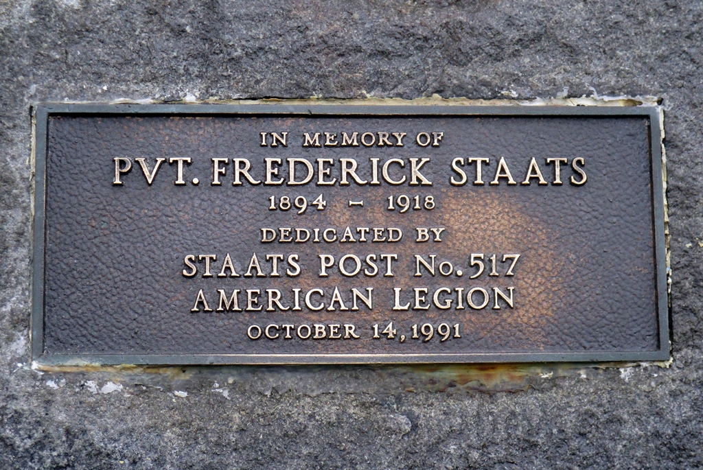 PVT. FREDERICK STAATS WAR MEMORIAL PLAQUE