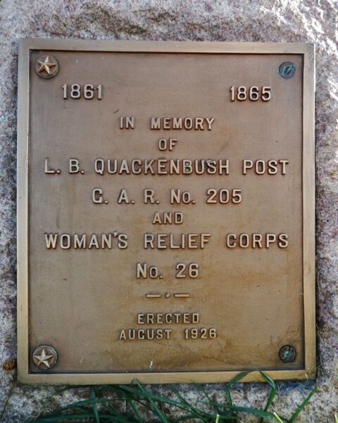 L.B. QUACKENBUSH POST G.A.R. NO 205 MEMORIAL PLAQUE