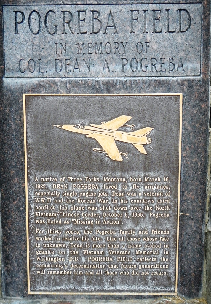 POGREBA FIELD IN MEMORY OF COL. DEAN A. POGREBA MEMORIAL PLAQUE