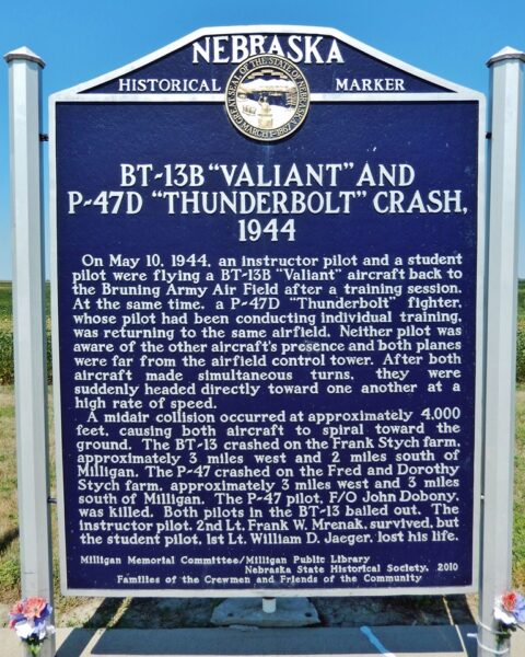 BT-13B “VALIANT” AND P-47D “THUNDERBOLT” CRASH MEMORIAL MARKER