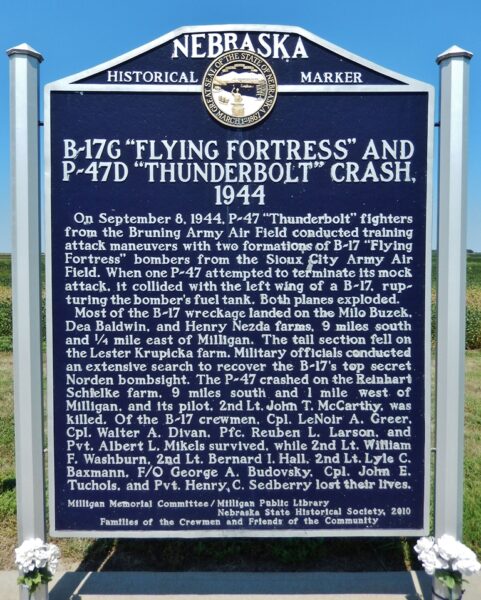 B-17G “FLYING FORTRESS” AND P-47D “THUNDEBOLT” CRASH MEMORIAL MARKER