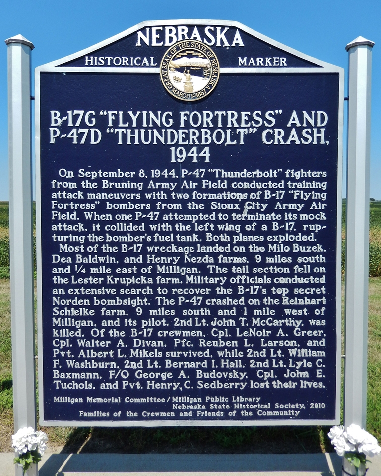 B-17G “FLYING FORTRESS” AND P-47D “THUNDEBOLT” CRASH MEMORIAL MARKER