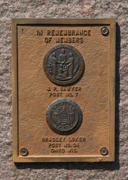 AMERICAN LEGION POST 7 AND 34 REMEMBRANCE MEMORIAL PLAQUE