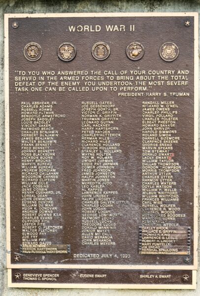 MOSCOW, OHIO WAR MEMORIAL PLAQUE D