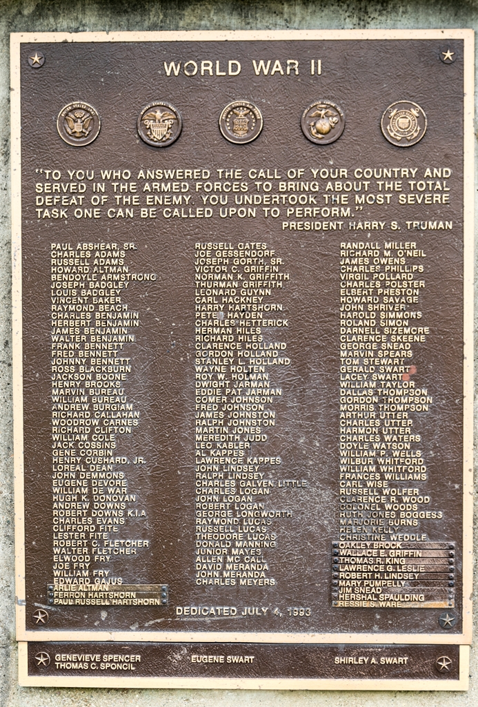MOSCOW, OHIO WAR MEMORIAL PLAQUE D