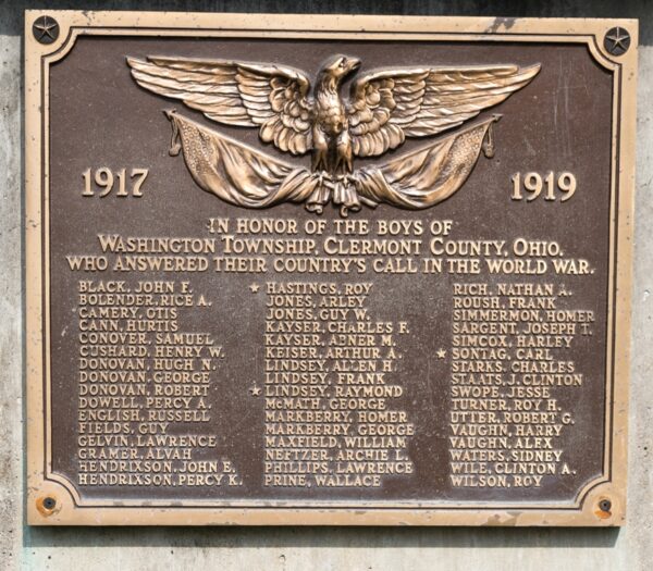 MOSCOW, OHIO WAR MEMORIAL PLAQUE B