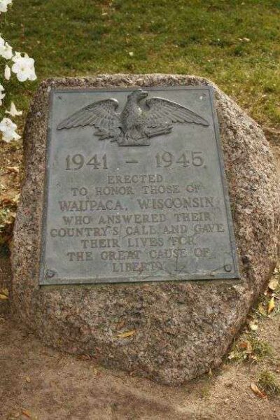 WAUPACA COUNTY WORLD WAR II MEMORIAL PLAQUE