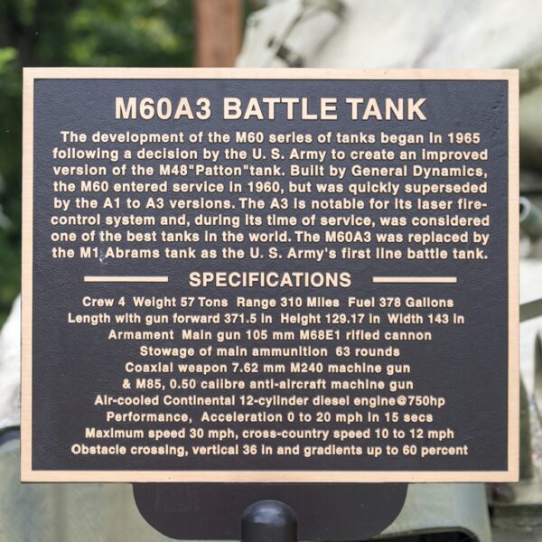 MOSCOW, OH M60A3 BATTLE TANK MEMORIAL PLAQUE