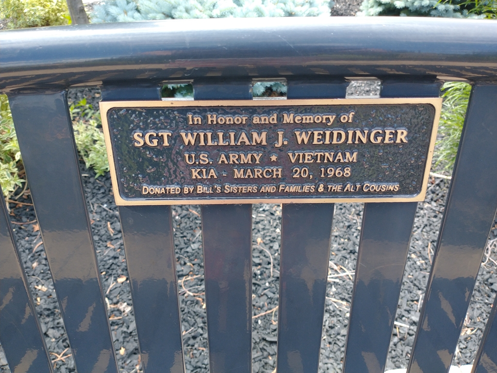 SGT WILLIAM J. WEIDINGER WAR MEMORIAL BENCH PLAQUE