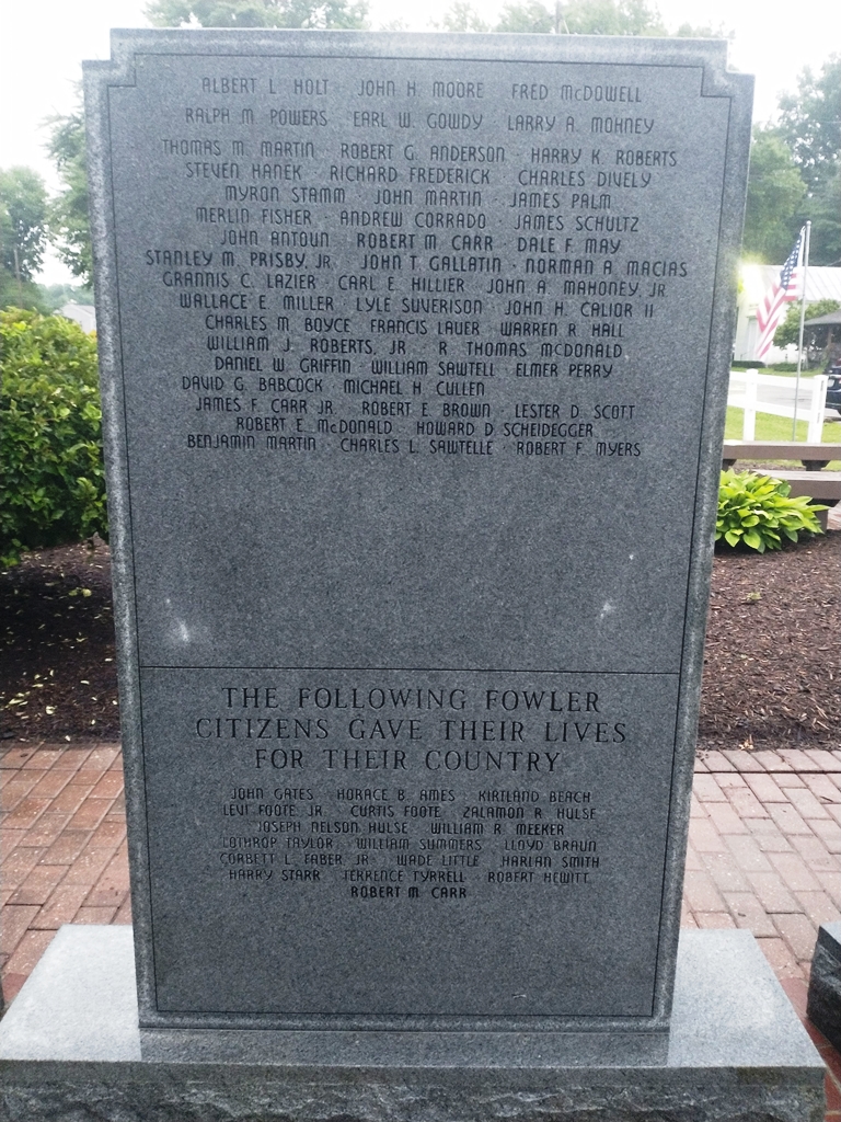 VETERANS BURIED IN FOWLER TOWNSHIP CEMETERIES MEMORIAL RIGHT STONE