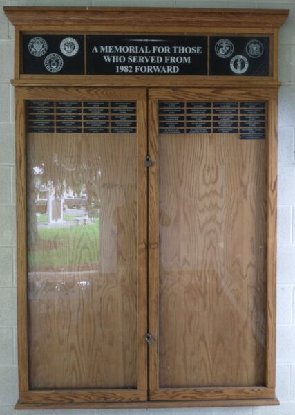MONROEVILLE VETERANS WHO SERVED FROM 1982 FORWARD MEMORIAL PLAQUE