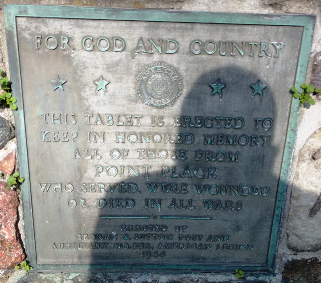 POINT PLACE ALL WARS VETERANS MEMORIAL PLAQUE