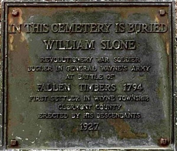 WILLIAM SLONE REVOLUTIONARY WAR SOLDIER MEMORIAL PLAQUE