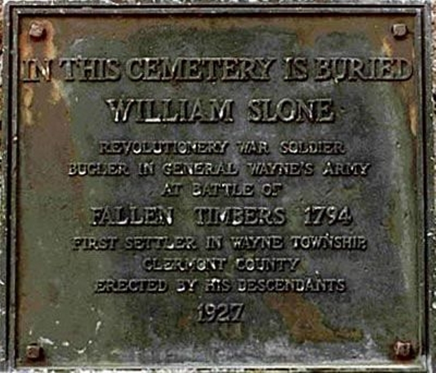 WILLIAM SLONE REVOLUTIONARY WAR SOLDIER MEMORIAL PLAQUE