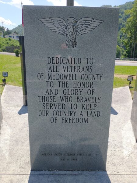 MCDOWELL COUNTY ALL VETERANS MEMORIAL CENTER STONE FRONT