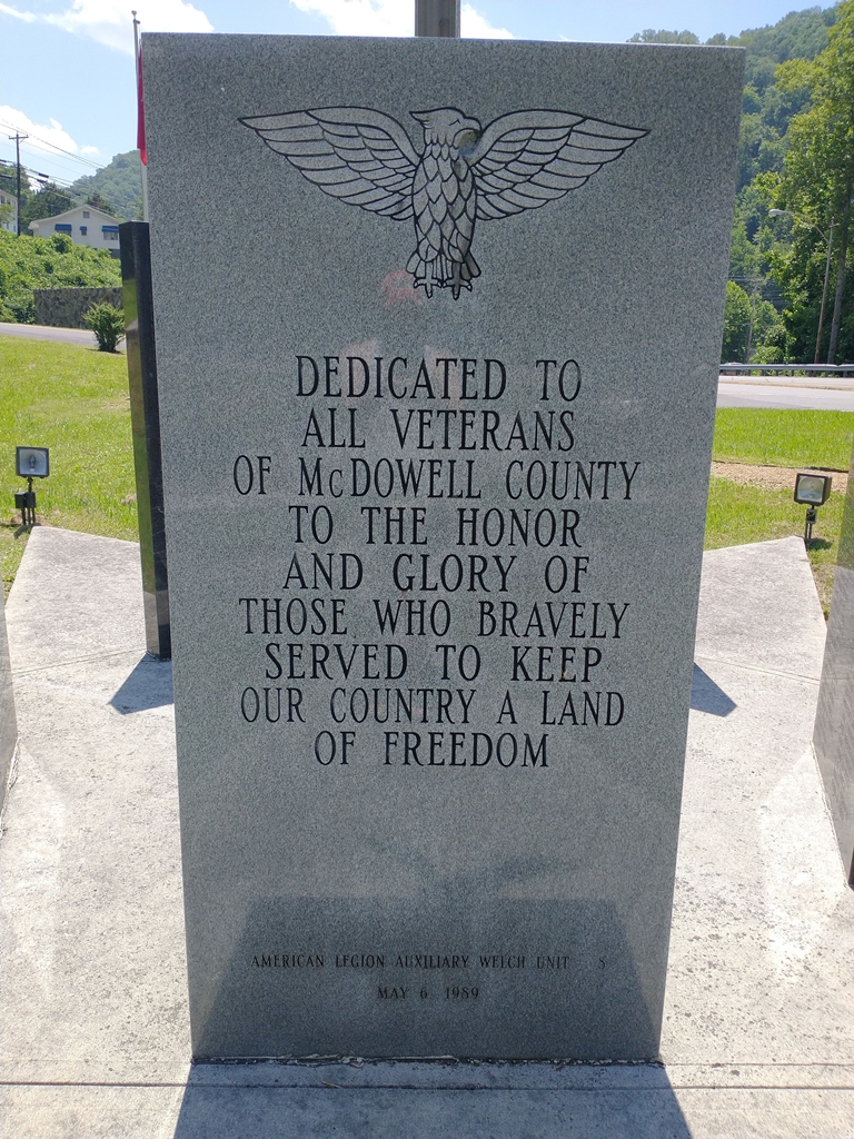 MCDOWELL COUNTY ALL VETERANS MEMORIAL CENTER STONE FRONT