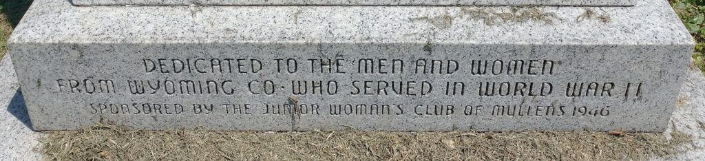 WYOMING CO. WORLD WAR II MEMORIAL DEDICATION STONE