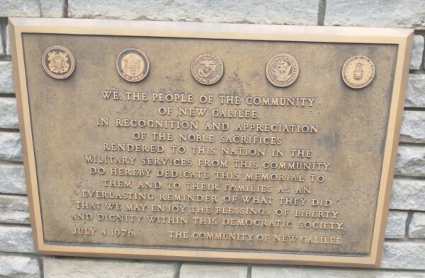 NEW GALILEE VETERANS MEMORIAL PLAQUE