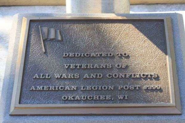 AMERICAN LEGION POST 399 MEMORIAL FLAG POLE PLAQUE