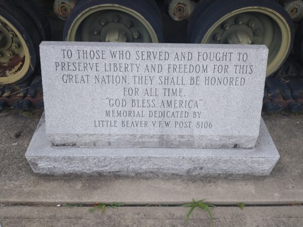 LITTLE BEAVER V.F.W. POST 8106 MEMORIAL PARK STONE
