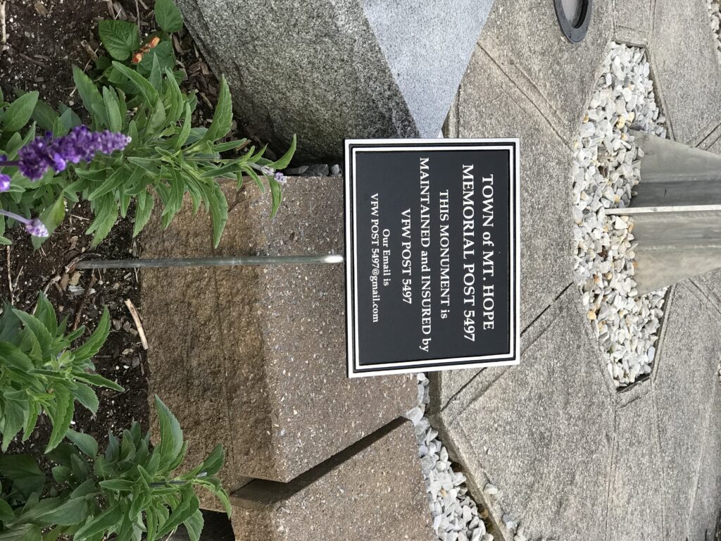 OTISVILLE VETERANS MEMORIAL PARK PLAQUE