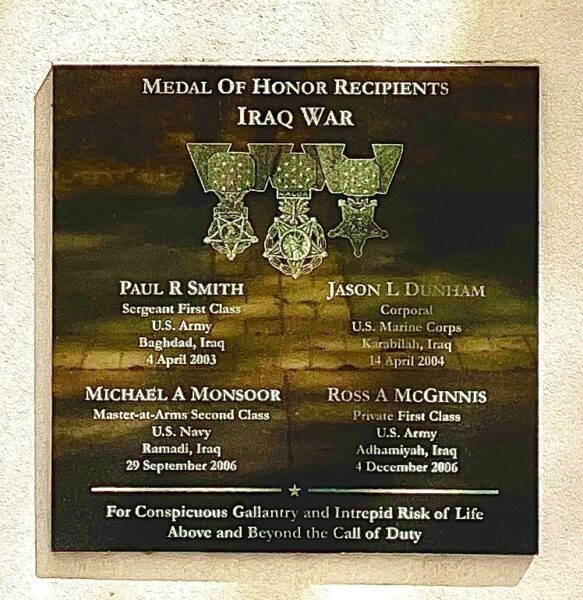 HILLSBOROUGH COUNTY IRAQ VETERANS MEMORIAL MEDAL OF HONOR PLAQUE