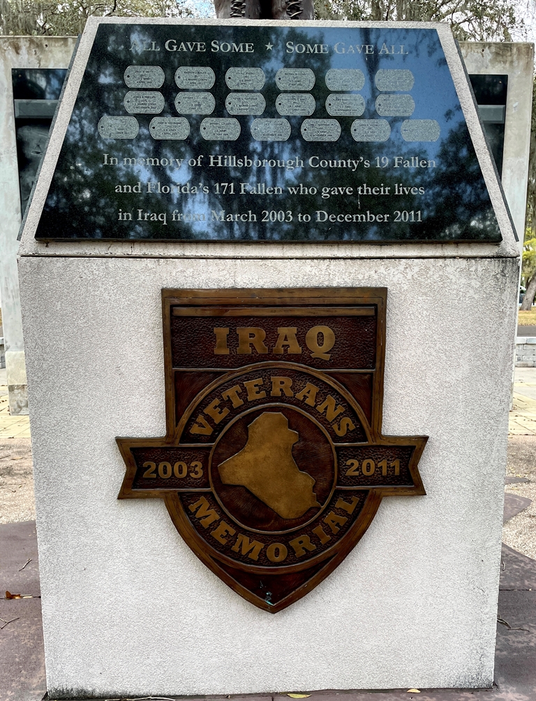 HILLSBOROUGH COUNTY IRAQ VETERANS MEMORIAL SIDE A