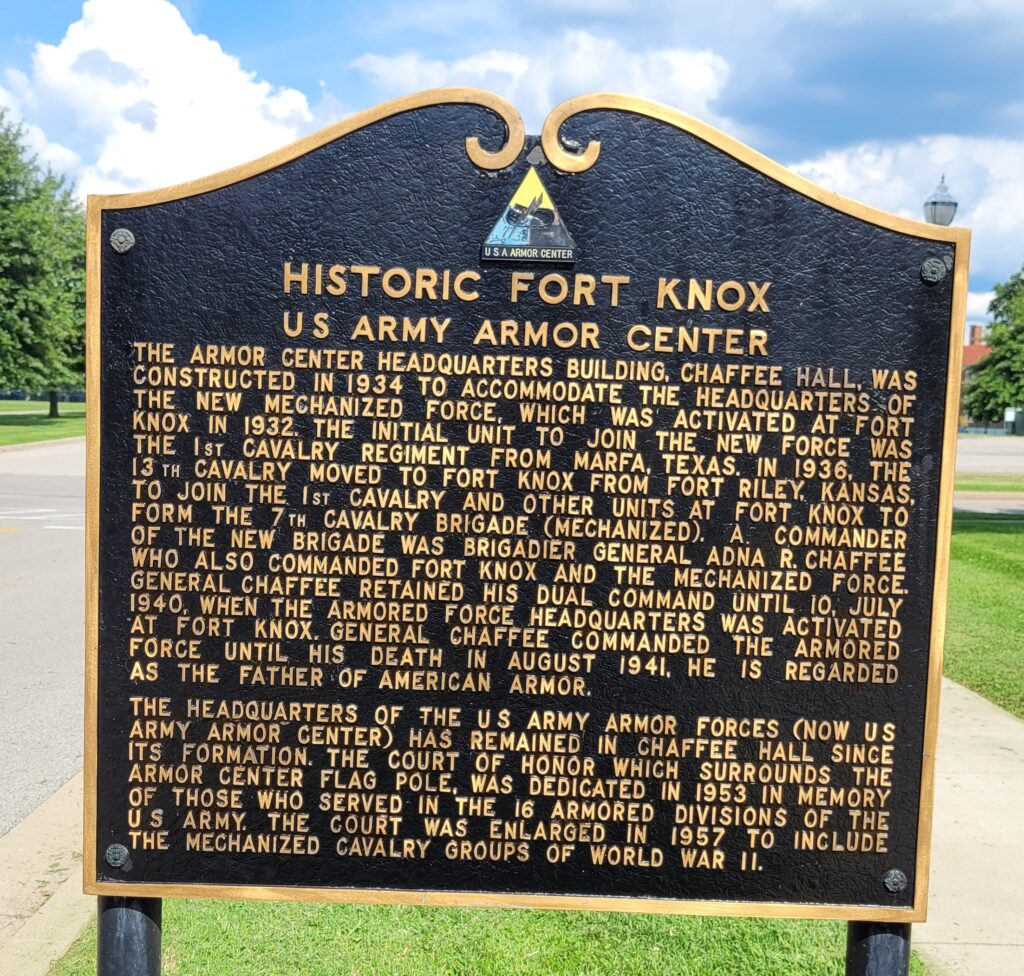 US ARMY ARMOR CENTER MEMORIAL MARKER