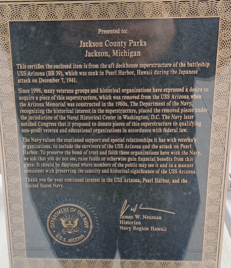 USS ARIZONA BATTLESHIP BB-39 MEMORIAL PLAQUE B