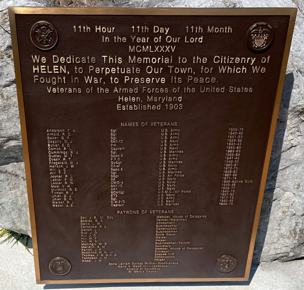 VETERANS OF HELEN MEMORIAL PLAQUE
