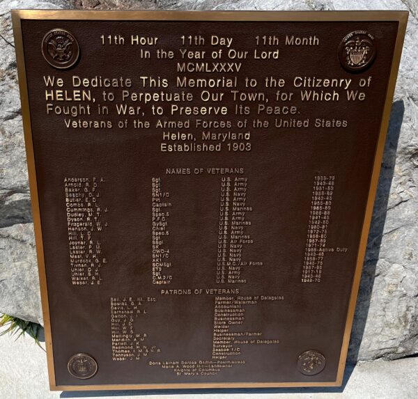 VETERANS OF HELEN MEMORIAL PLAQUE