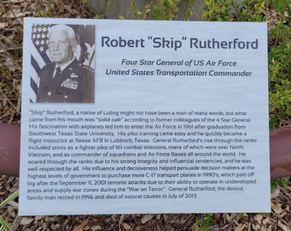 ROBERT “SKIP” RUTHERFORD WAR MEMORIAL PLAQUE