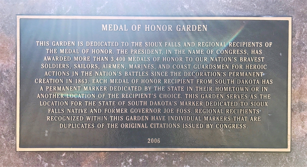 MEDAL OF HONOR GARDEN MEMORIAL PLAQUE