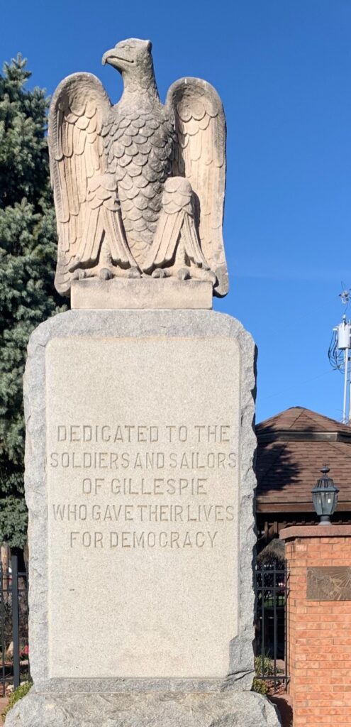 DEDICATED TO THE SOLDIERS AND SAILORS OF GILLESPIE MEMORIAL