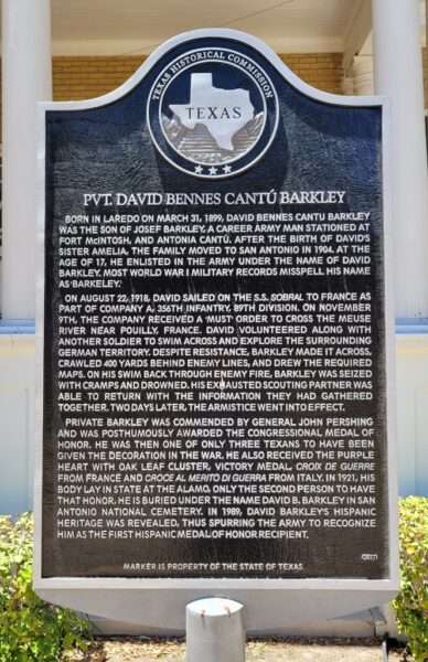 PVT. DAVID BENNES CARTU BARKLEY MEDAL OF HONOR WAR MEMORIAL MARKER