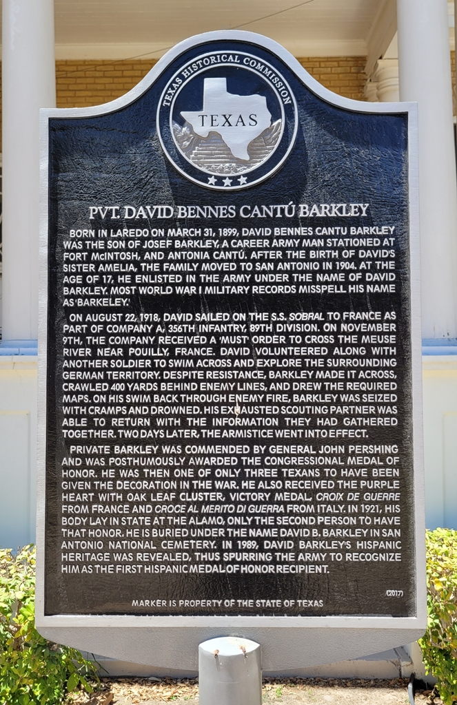 PVT. DAVID BENNES CARTU BARKLEY MEDAL OF HONOR WAR MEMORIAL MARKER